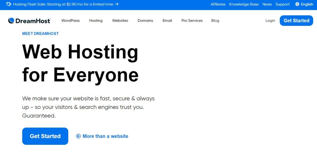 Best Hosting Website for Small Business: DreamHost