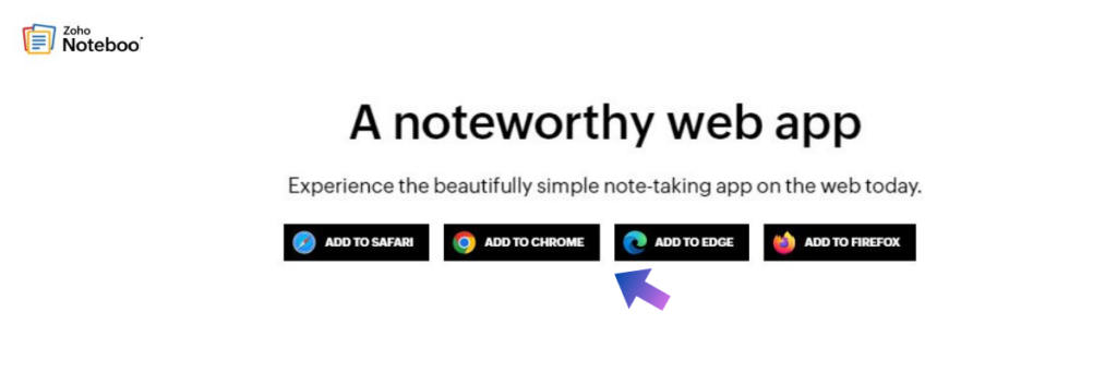 Zoho Notebook for Web